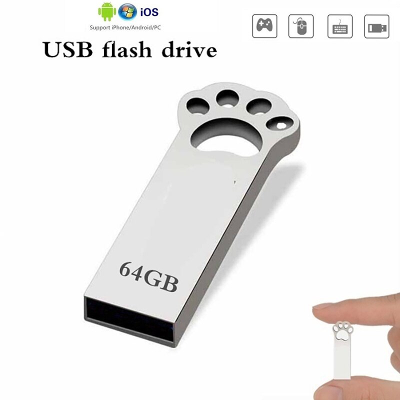 Hond voet USB 3.0 32gb metalen Mini usb flash drive 128GB pendrive 16GB 8GB 64GB pen drive u disk flash memory stick Aanpassen logo