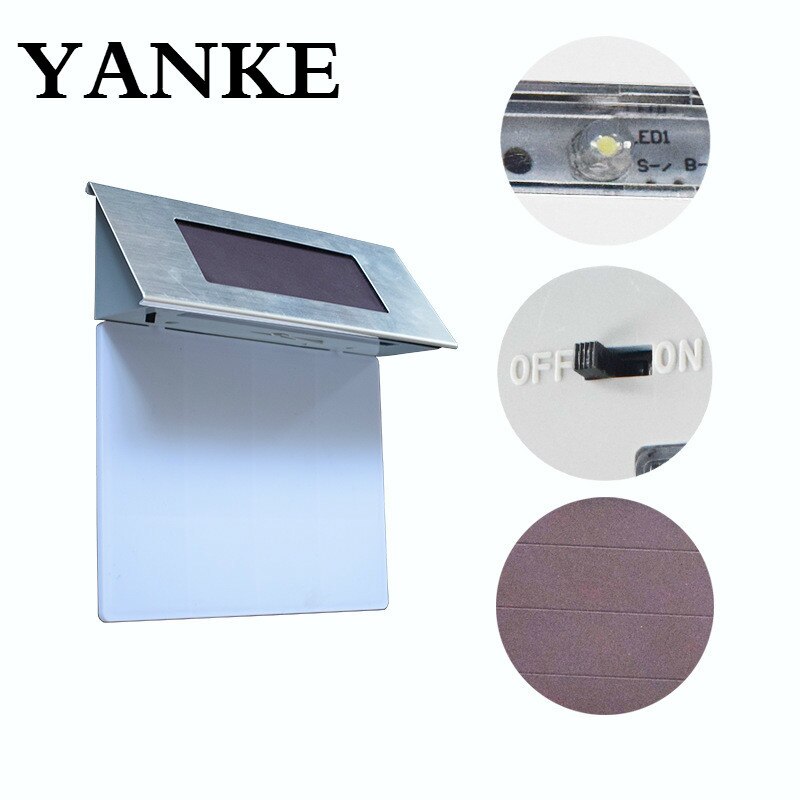 Yanke led waterdichte zonne-energie buitenlamp op zonne-energie, koel wit, hoge helderheid, automatische wandlamp op zonne-energie