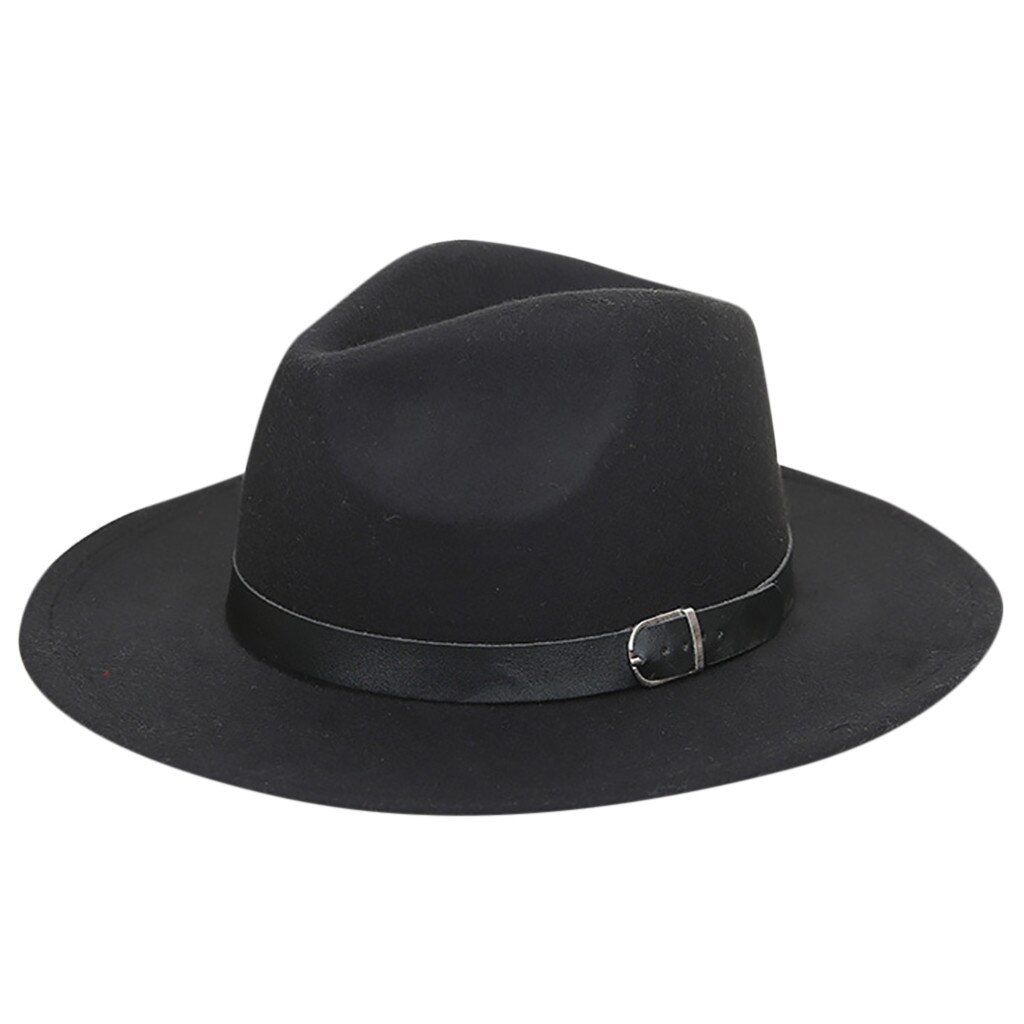 Special Felt Hat Women's Crushable Wool Felt Outback Hat Panama Hat Wide Brim with Belt Hat Chapeau Femme feutre: Black
