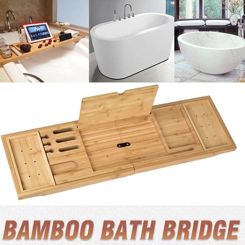 Opvouwbare handgemaakte badplank van bamboe, geschikt voor badplankhouder voor notitieblok/boek/tablet