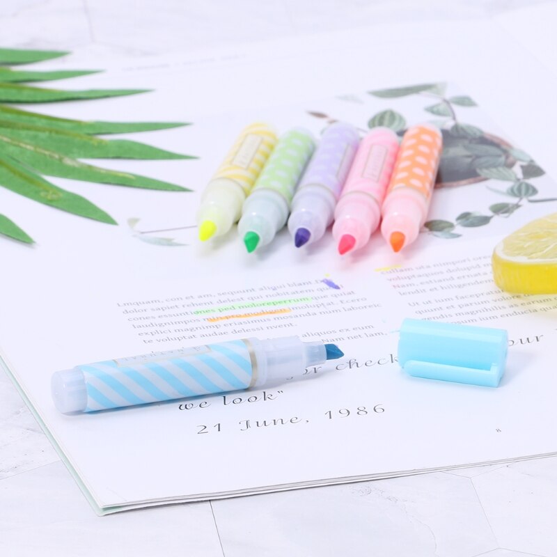 6pcs Cute Mini Highlighter Pen Marker Pens School Office Supply Stationery Q6PA
