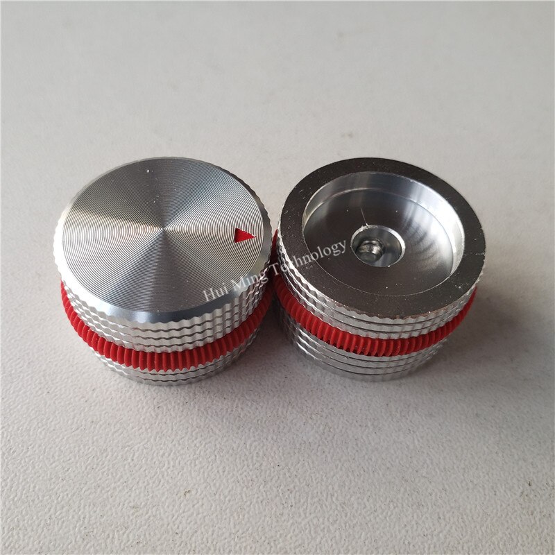 4 stk aluminiumsknap farve cirkel potentiometer knop sølvskive 25*15.5*6mm rød trekant volumen knap switch encoder forstærker: Rød