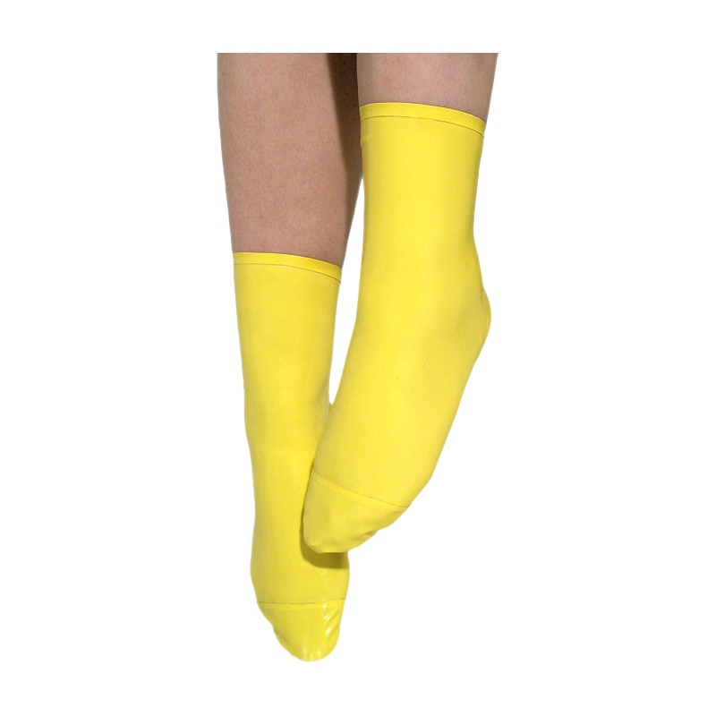 Chaussettes en caoutchouc Latex pour adultes, unisexes, Mini, mignonnes, jaunes, taille S-XL