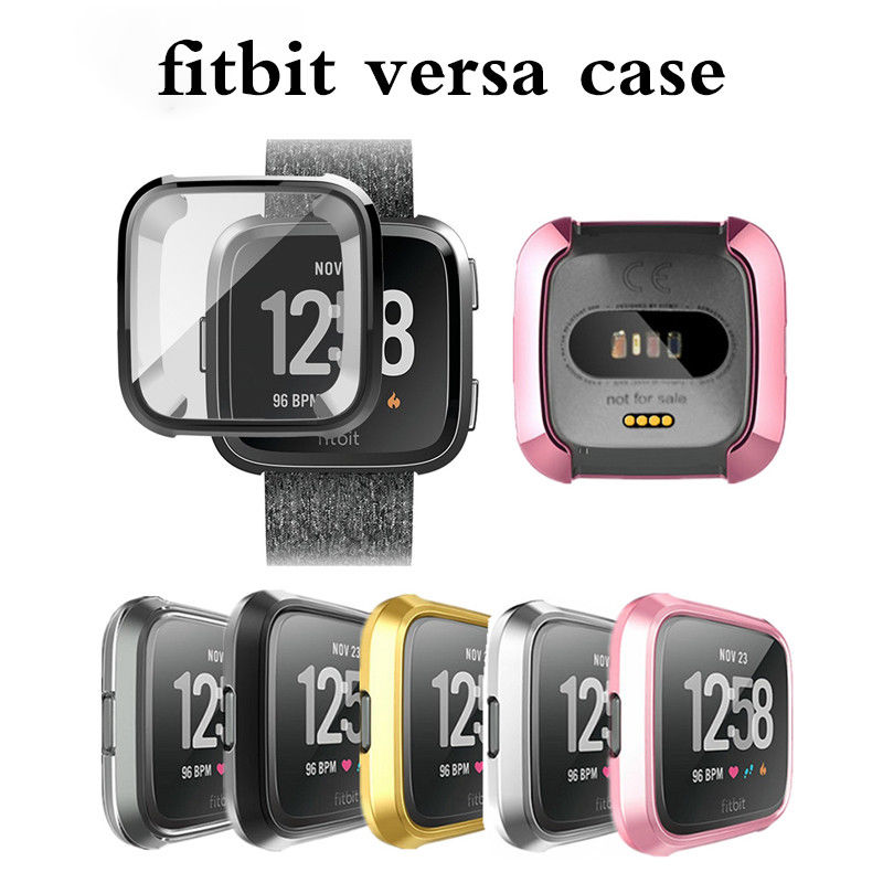 Voor Fitbit Versa Siliconen Ultra dunne TPU Shell Case Screen Protector Frame Cover