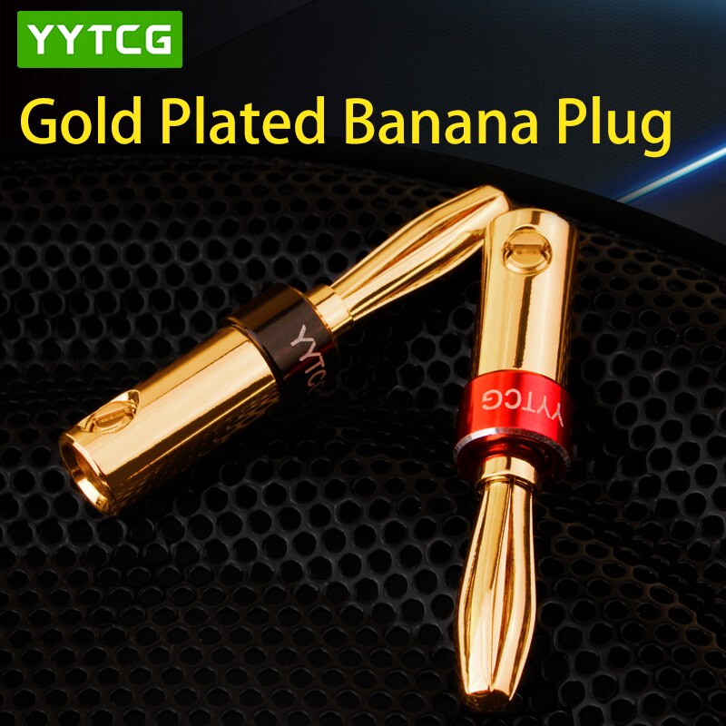 YYTCG 4 stücke Banane Stecker 4mm Lautsprecher Banane stecker 24 karat Kupfer vergoldet 4mm Banane Jack spiel mit 4mm Bindung Post