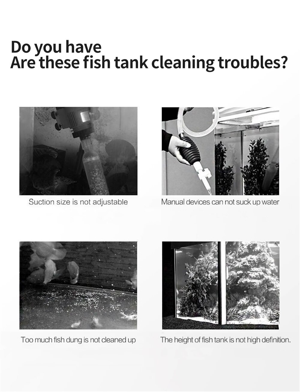 Powerful Suction Aquarium Electric Syphon Operated Fish Tank Sand Washer Vacuum Gravel Water Changer Cleaning Fish Tank Tools