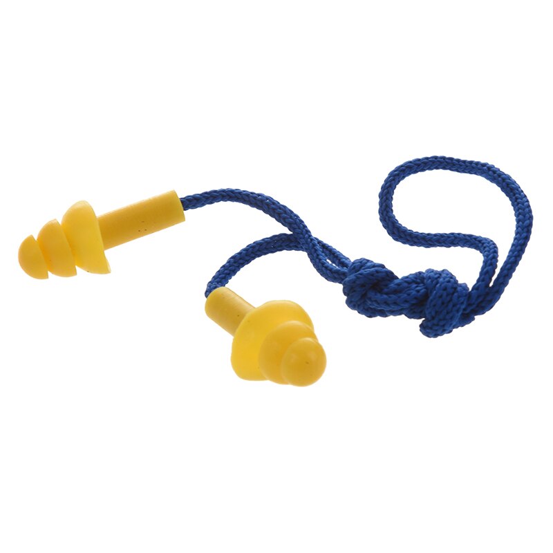 Stille herbruikbare blauwe nylon koord gele siliconen oordopjes: Default Title