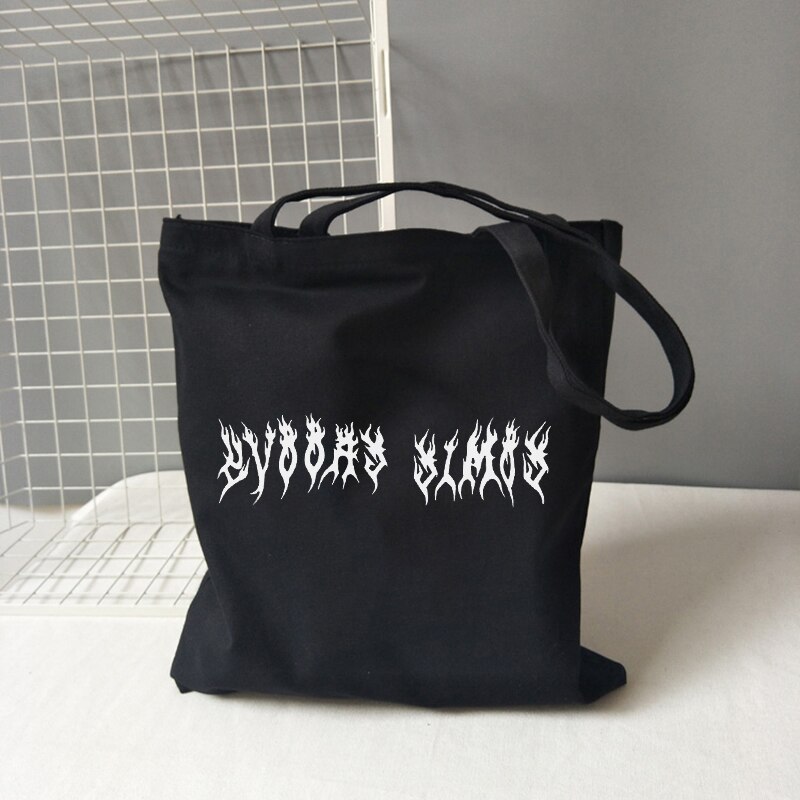 Grunge dragon letter women Y2K borsa a tracolla borsa in tela con stampa teschio gotico casual hip-hop High street borsa shopper di grande capacità