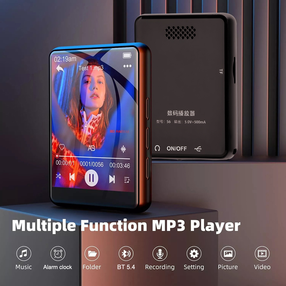 2025 Neuer Bluetooth 5.4 Touchscreen-MP3-Player HiFi Verlustfreie Musikwiedergabe Eingebauter Lautsprecher 32 GB Unterstützung Aufnahme E-Book