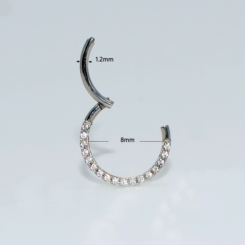 1PC Kristall Knorpel Ohrring 316L Chirurgische Edelstahl Septum Clicker gepflasterte vorne zirkon Segment Ring durchbohren 16g