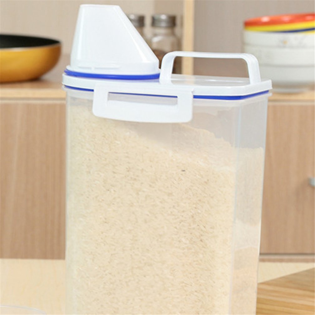 Portable taille en plastique Transparent cuisine alimentaire céréales conteneur Grain mallette de rangement haricot Bin riz boîte de rangement