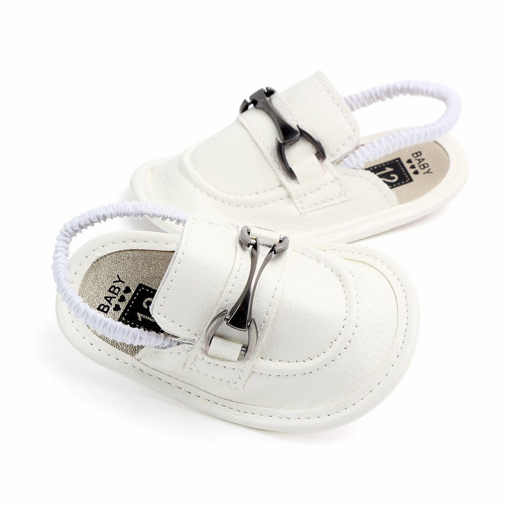bambino infante elastico gruppo musicale scarpe ragazzo sandali PU fibbia cinghia cotone morbido anti-scontrino suola casuale bambino piccolo culla scarpe sandali: bianca / 7-12 mesi