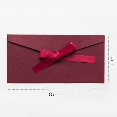 Lot de 5 pièces, belle enveloppe en papier Kraft avec ruban, lot d'invitation w41, noir, rouge, bleu, 250g: wine red L