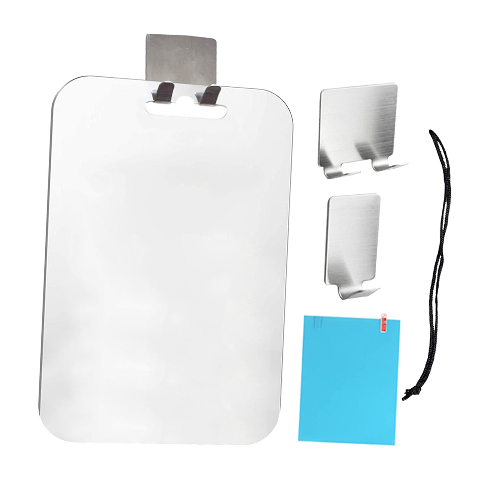 Deluxe Large Fogless Shower Mirror 2 Adhesive Hooks Acrylic Fog-Free Frameless Bathroom Makeup Shave Portable Men Women