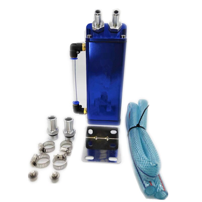 Universal SPSLD Engine Square Shape Oil Catch Can Oil Tank Reservoir With 2 Bigger Fittings Oil Catcher: BIUE