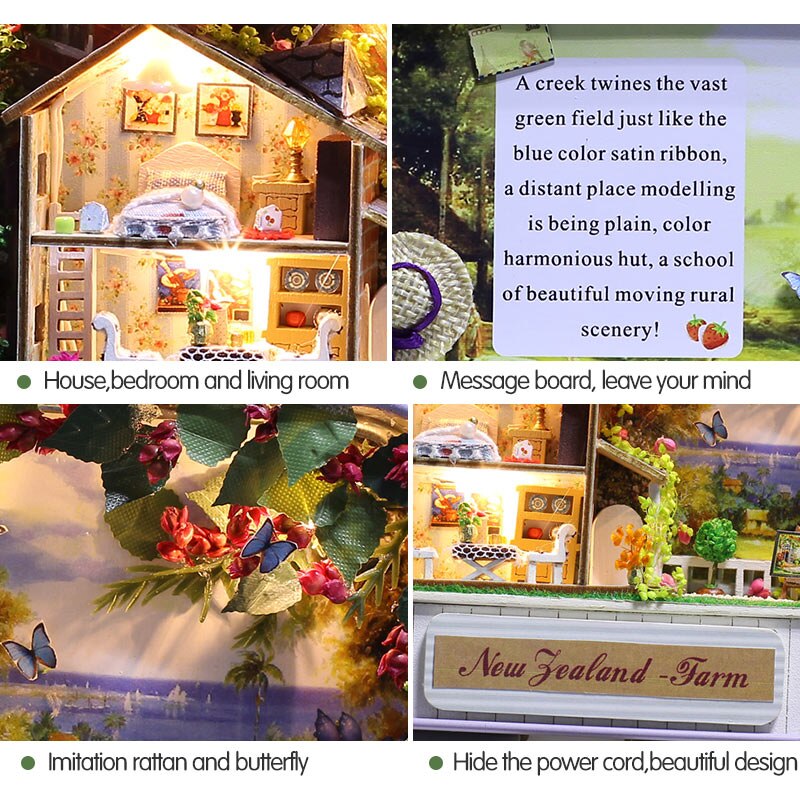 FAI DA TE Casa di Bambola Mobili Giocattolo Di puzzle Campagna Scatola Teatro Nostalgico Tema Scena in Miniatura di Legno in Miniatura Casa Delle Bambole