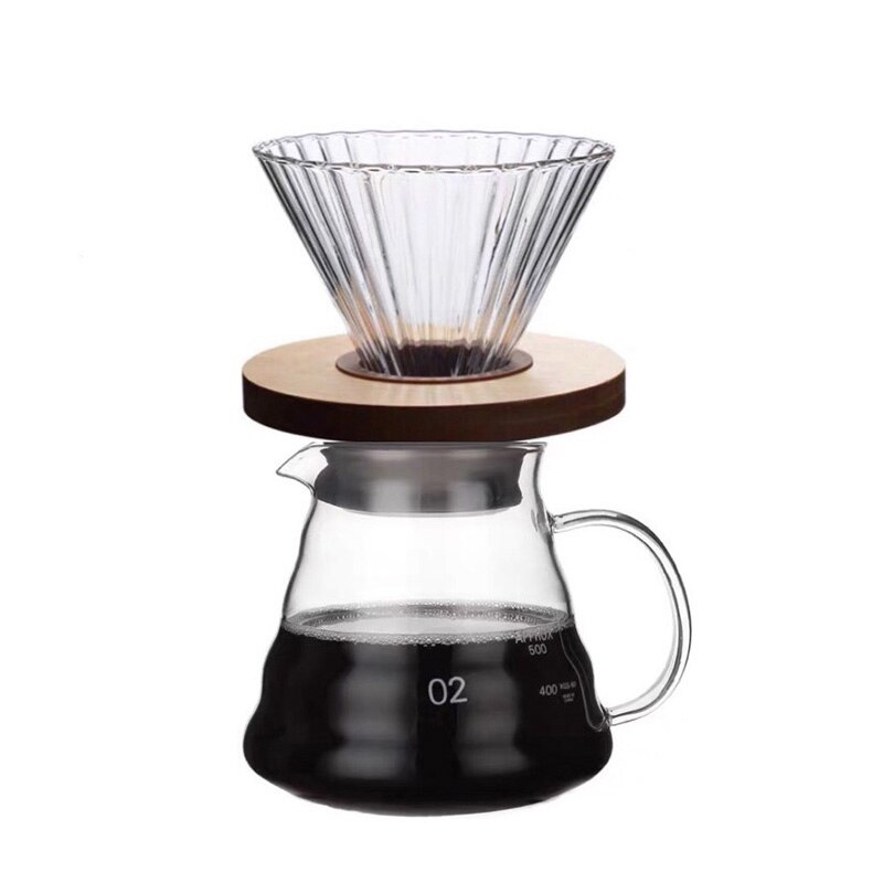 Høy temperaturbestandig glass kaffetrakter kaffekanne diy kjøkken espresso kaffe med filterkanne i rustfritt stål