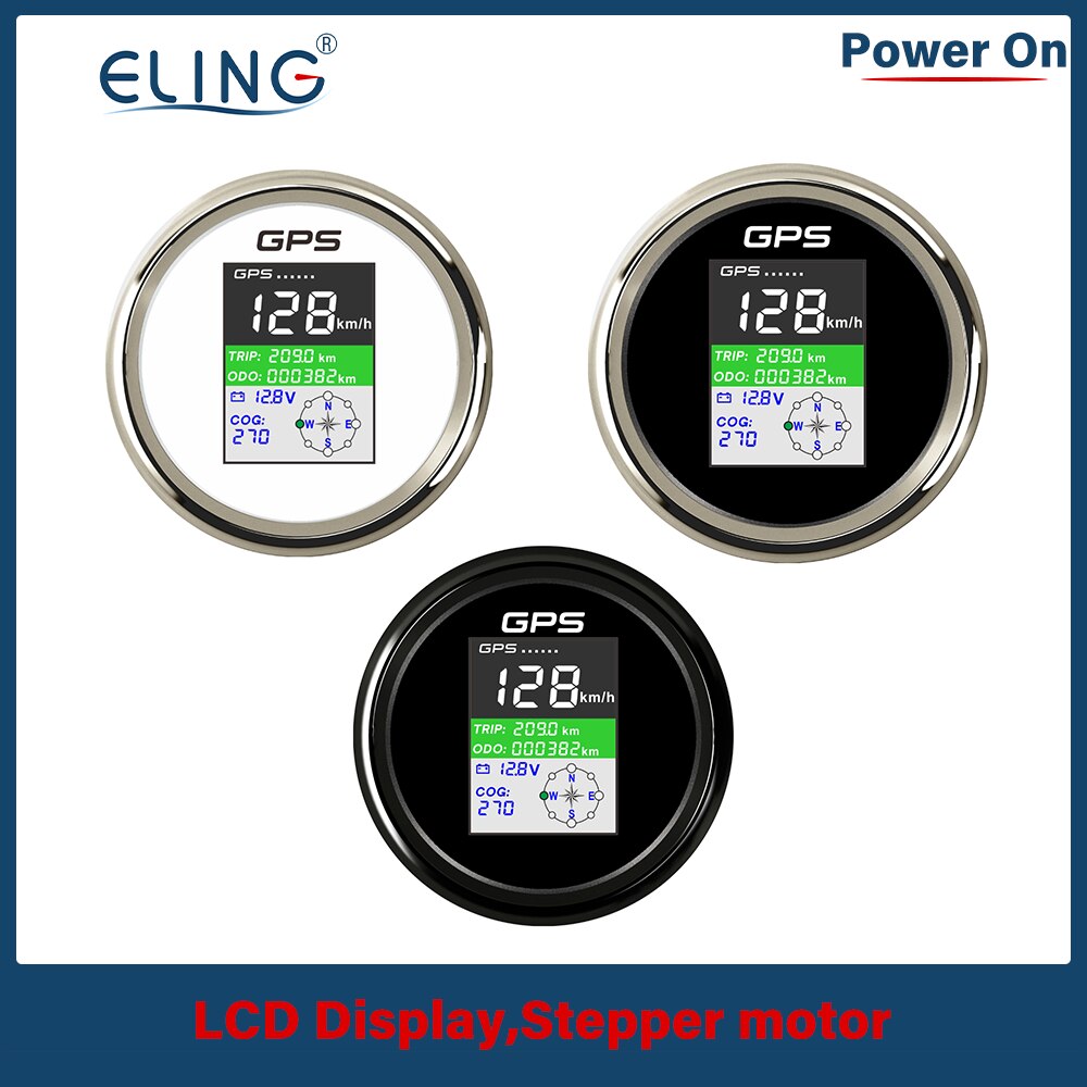 ELING 85mm Digital GPS Speedometer KM MPH Knots Total Mileage Adjustable Trip COG with GPS Antenna 12V 24V