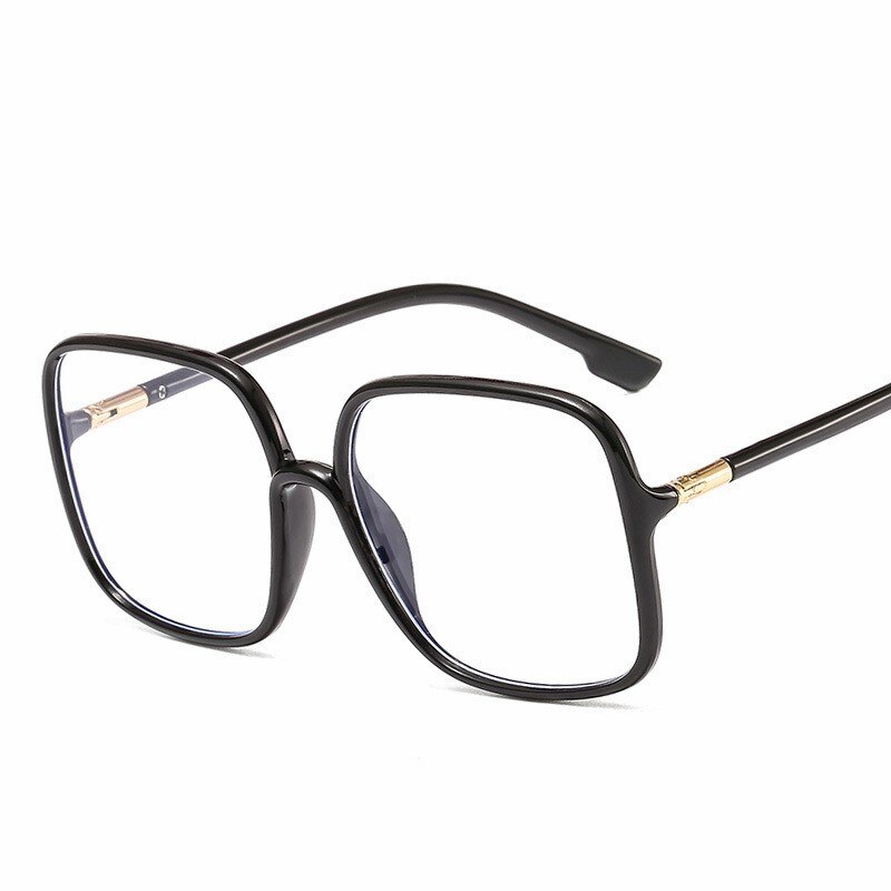 MYT_0316 Oversized Big Size Frames Anti Blauw Licht Bril Vrouwen Mannen Vintage Lenzenvloeistof Vrouw Frame Vierkante Brilmontuur Eyeglasse: C1 Black