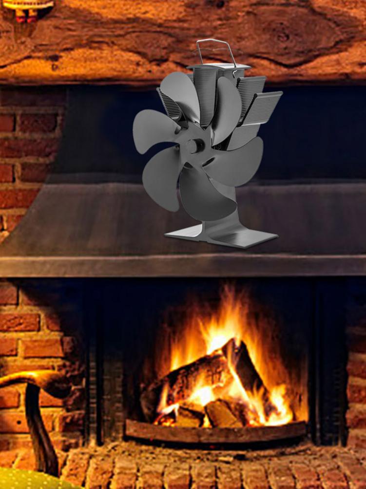 6 Propeller Stove Fan Durable Low Energy Consumption Quiet Home Fireplace Fan Efficient Heat Distribution Fan Appliances