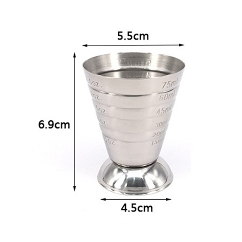1 Piece 75ml/2.5oz Measuring Cup Bar Cocktail Maker Tool Party Shaker Stainless Steel Mixing Spoon