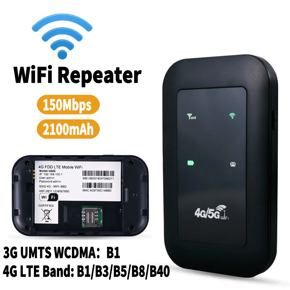 150Mbps WiFi Repeater 4G LTE Router Signaalversterker 3G/4G Sim-kaartsleuf 802.11 b/g/n Netwerk Extender Modem Dongle