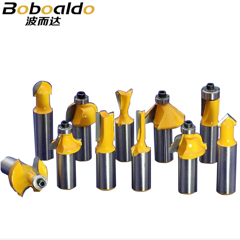 13 pçs 8mm haste de madeira roteador bit fresa fresa reta limpeza nivelada guarnição canto redondo caixa cove bits ferramentas fresa rc