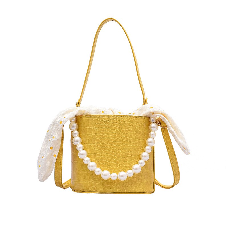 Vrouwen Krokodil Patroon Parel Handtassen Mode Wilde Emmer Schoudertas Crossbody Tassen Grote Capaciteit Totes Handtassen: YELLOW