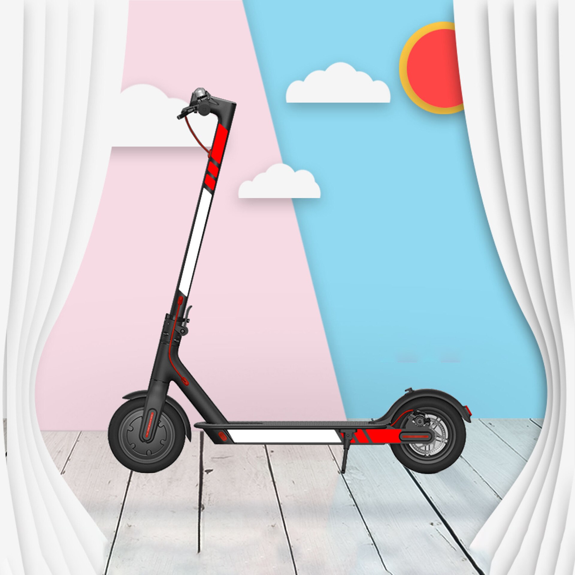 Elektrisk scooter klistermærke scooter tilbehør reflekterende modellerings sæt klistermærke reflekterende film til xiaomi  m365/ pro: D