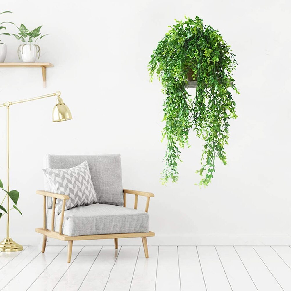 2pcs Artificial Plant Vines Wall Hanging Simulation Rattan Leaves Branches Green Plant Ivy Leaf DIY Garden Home Decoration