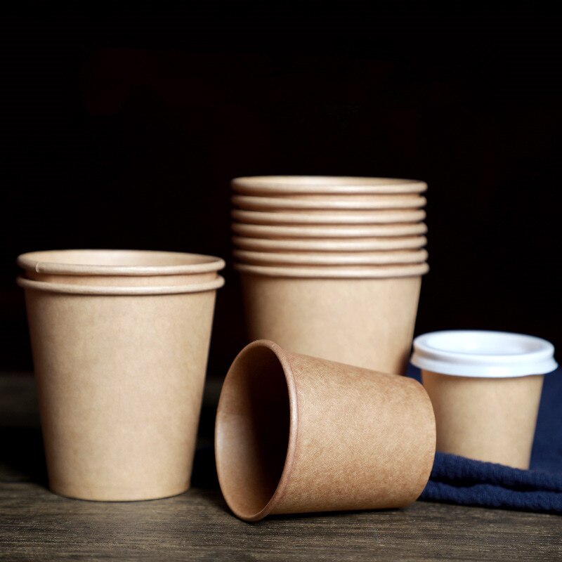 Disposable Paper Cups 8oz/9.5oz Kraft Paper Cups Coffee Milk Cup Paper Cup For Drinking Party Supplies milk tea cup
