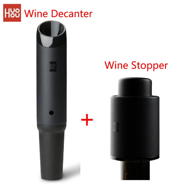 Newest Huohou Fast Wine Decanter/Wine Stopper 2in1 Pouring Tools Stainless Steel Vacuum Bottle Stopper Bottles Cap Bar Accessori: kit