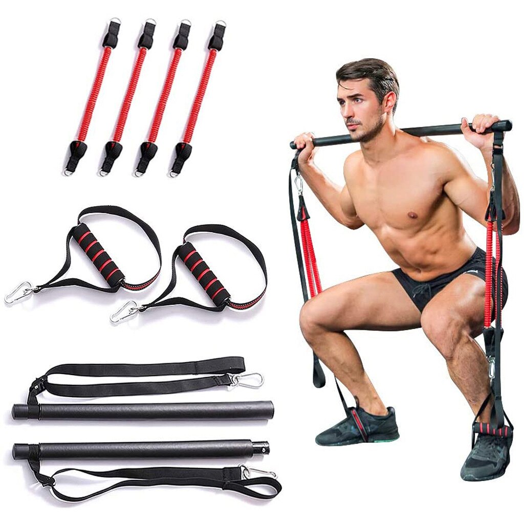 Widerstand Bands Tragbare Home Gym Pilates Bar System Volle Körper Workout Fitness Ausrüstung Ausbildung Kit Expander Widerstand Bands
