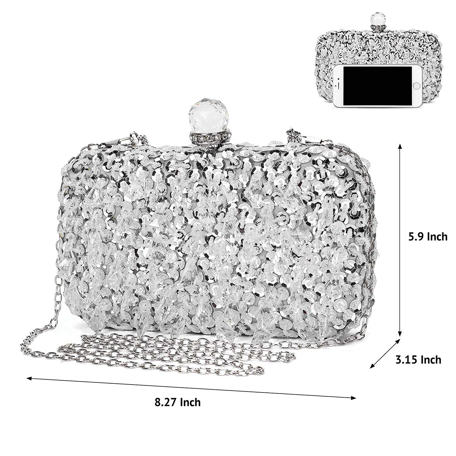 Luxury Evening Bag for Women Handbag Bandouliere Chaine Clutch for Ceremony / Wedding / Party / Prom Handmade Rhinestone Handb