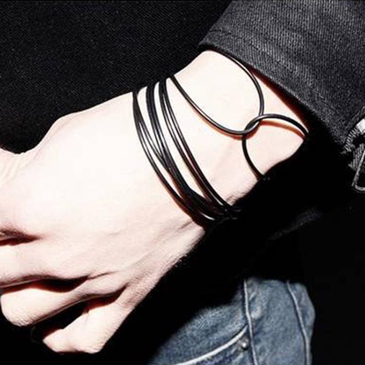 Pulseiras de corda de silicone para homens e mulheres, pulseira simples e casual de corda punk rock unissex com 10 detalhes, dropship: Default Title