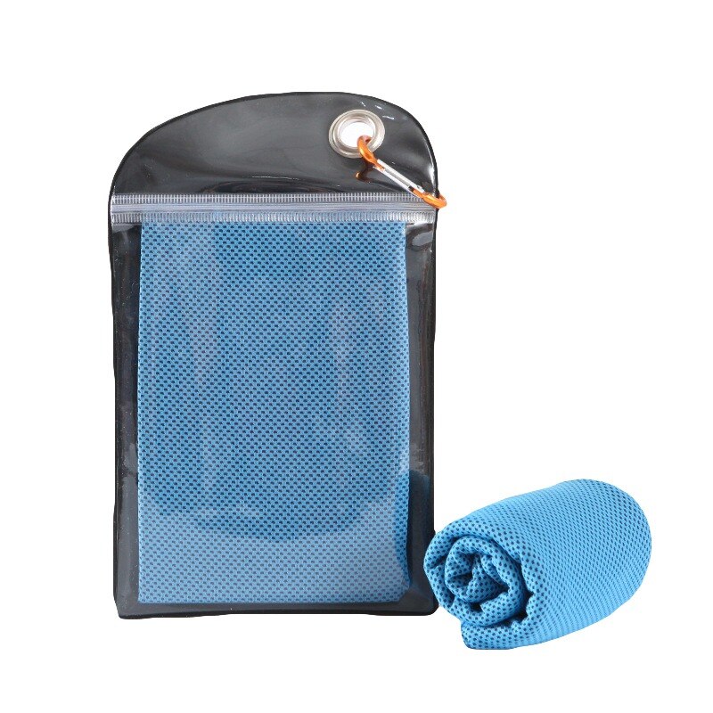 100*30cm Carabiner bag Ice Towel Utility Enduring Instant Cooling Towel Heat Relief Reusable Chill Cool Towel: L