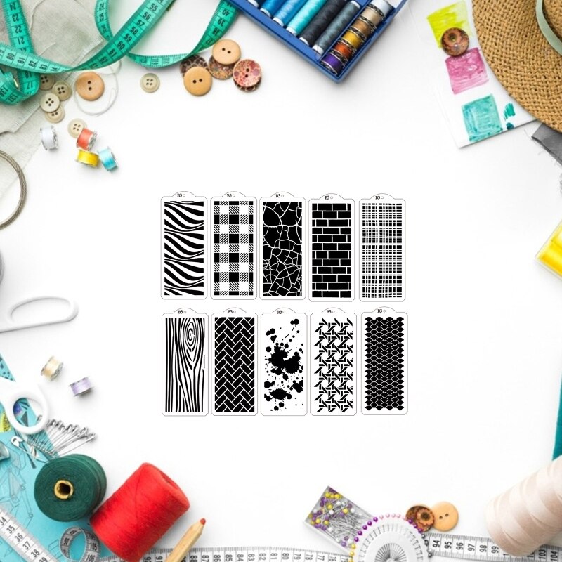 Painting Stencils 10 Sheets/set Abstract Plaid Drawing Templates Supplies for DIY Painting Art Projects School Giving