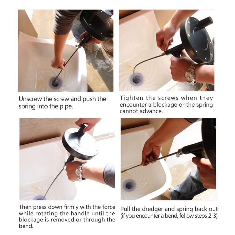 Shower Drain Auger Plumbing Snake Pipe Cleaner Plumber Toilet Snake Auger 1/4 x 13 inch for Bathroom Toilet Kitchen Sewer Sink S