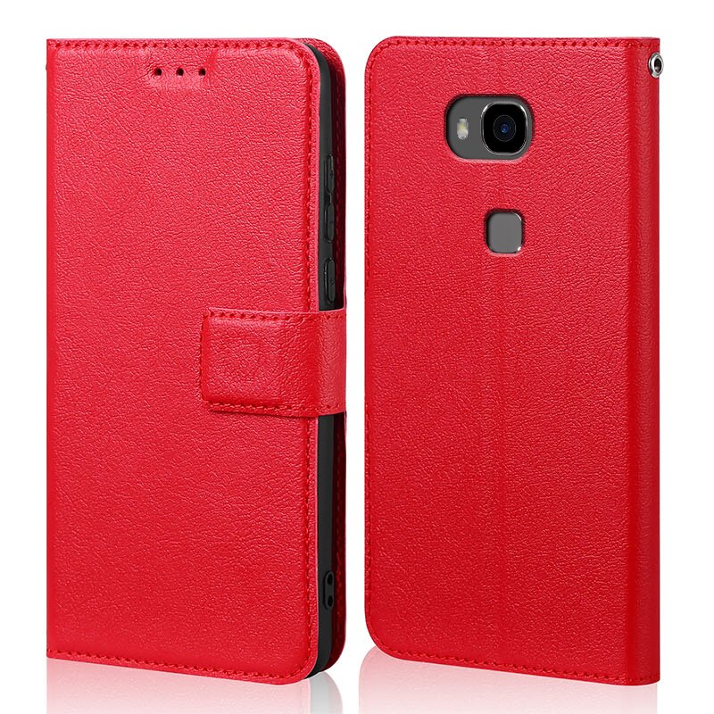 Huawei Honor 5X Case Cover Pu Lederen Telefoon Case Voor Huawei GR5 Gr 5 KII-L21 KII-L22 KII-L05 / Honor 5x x5 5 X KIW-L21 KIW-L24: Red