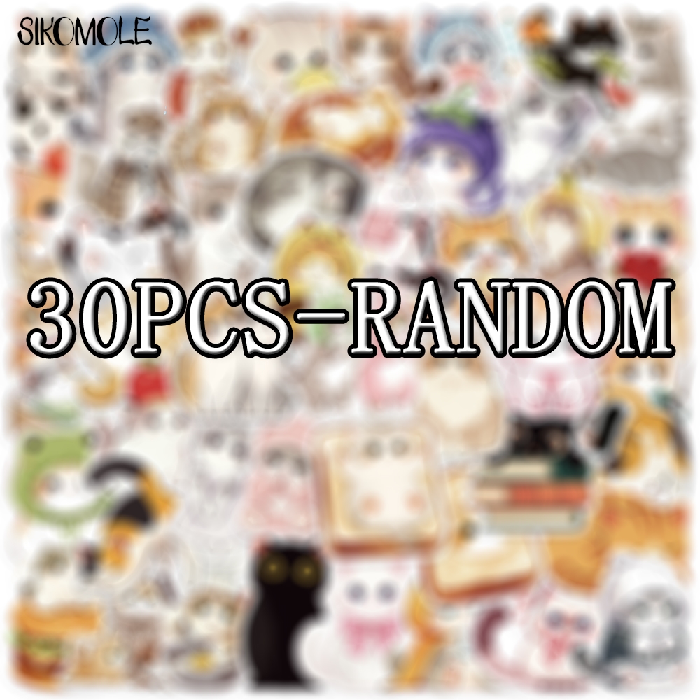 10/30/50PCS Cartoon Cute Cute Cat Stickers Animals Decals DIY Laptop Guitar Skateboard Waterproof Car Graffiti Sticker Kids: Dark Grey