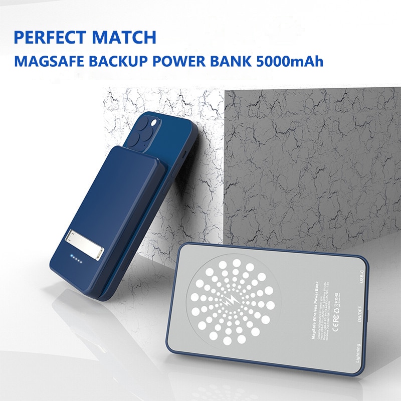 Caseier 18W Pd Magnetische Draadloze Oplader 5000Mah Powerbank Voor Iphone 12 Backup Beugel Draagbare Powerbank Voor Iphone 12 pro Max
