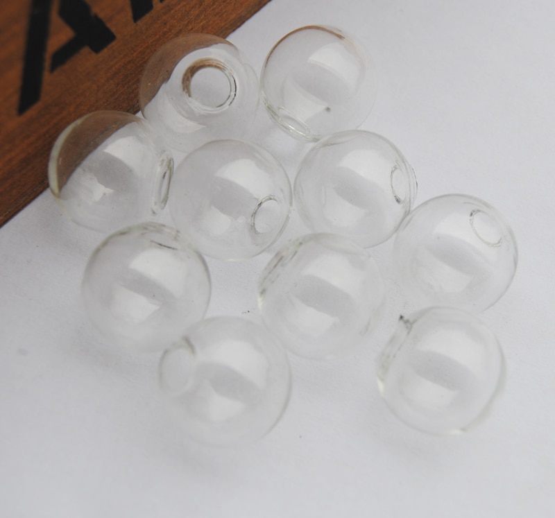 Wholelsale 500pcs Glass Bubble Glass Hollow Blown Globe Cabochons 1 hole 10/12/14/16/18/20mm Empty Balls