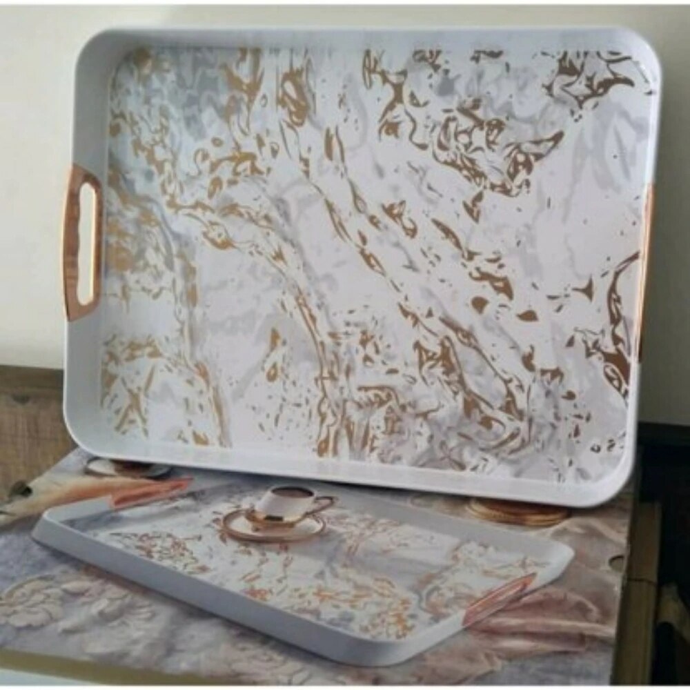 Food Presentation Tray Storage Kitchen Hotel Accessories Tools Rectangular Printed Tray Food Serving Plate Tea board Women