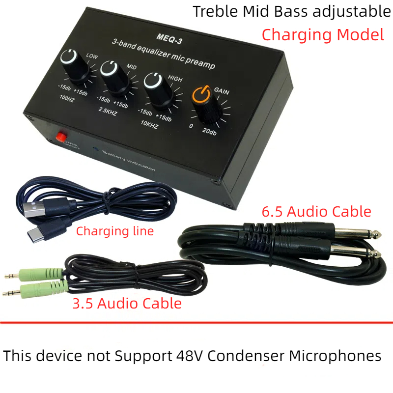 GHXAMP 3 égaliseur micro préampli carte son en direct haut-parleur extérieur Microphone dynamique haut-parleur amplificateur aigus moyens basses
