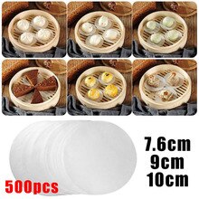 500Pcs Ronde Gestoomd Broodje Wegwerp Papers Non-stick Huishoudelijke Snack Brood Cake Stoomboot Olie Papier Pads