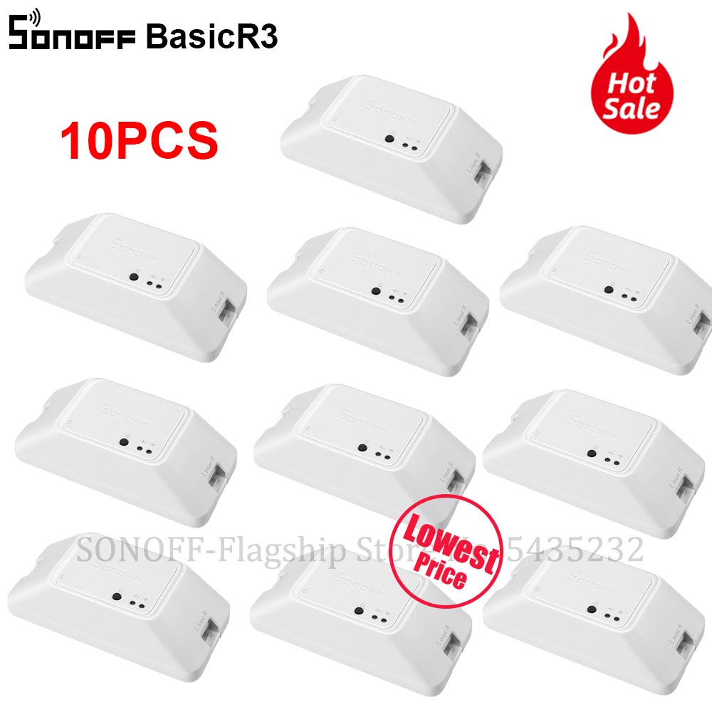 3/10 stk itead sonoff basic  r3 wifi switch relæmodul switch modul trådløs smart lys switch wifi diy switch arbejde med alexa