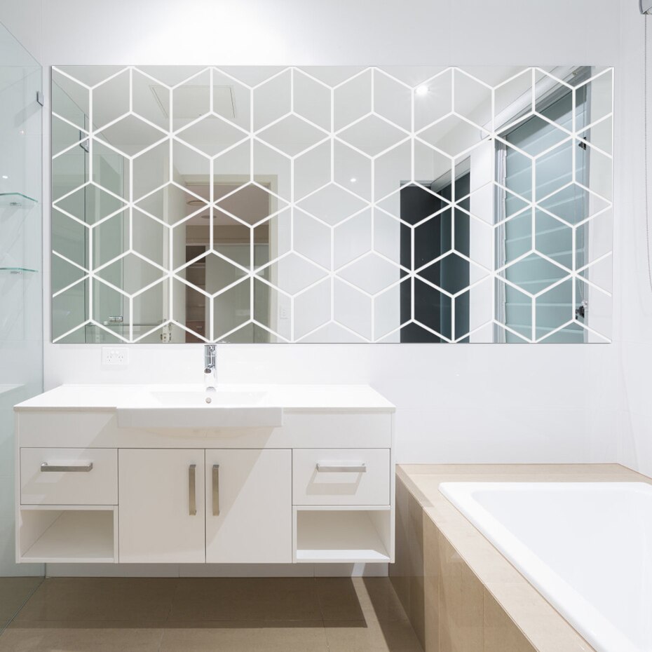Espejo Adhesivo de pared con diamantes 3D, rombos acrílicos, autoadhesivo, hojas de espejo extraíbles, calcomanías de pared, Fondo de mosaico, decoración del hogar