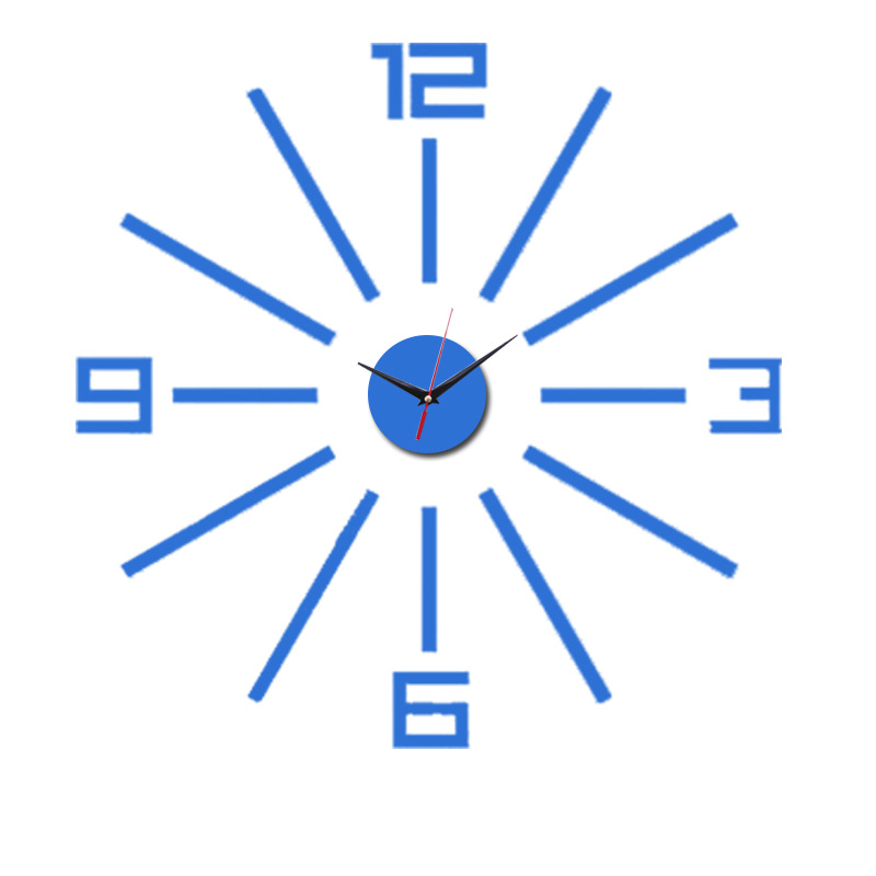 10sets 3D DIYWall Clock Sticker Modern Mute Quartz Clocks Mirror Sticker DIY Living Room Office Decor: Blue