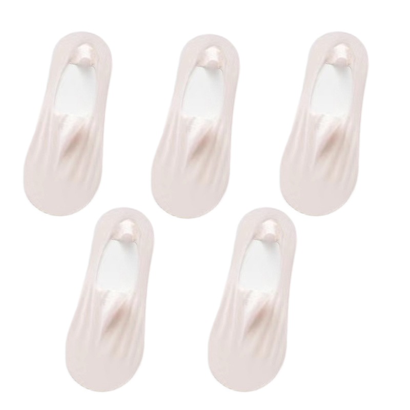5Pairs Women Invisible Boat Socks Breathable Silicone Non-slip Ultra-thin Sock Slippers Elastic Ice Silk Low Sox: Burgundy