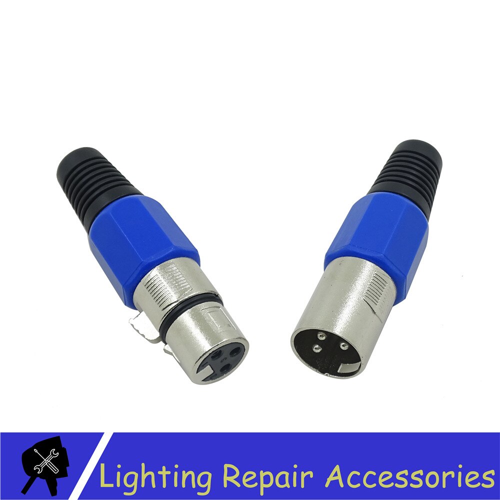 5 Sets 3-PIN XLR Metalen Connector Voor DMX Kabel Microfoon Kabel Blauw Audio Kabel Connector Stadium Licht Accessoires: Blue
